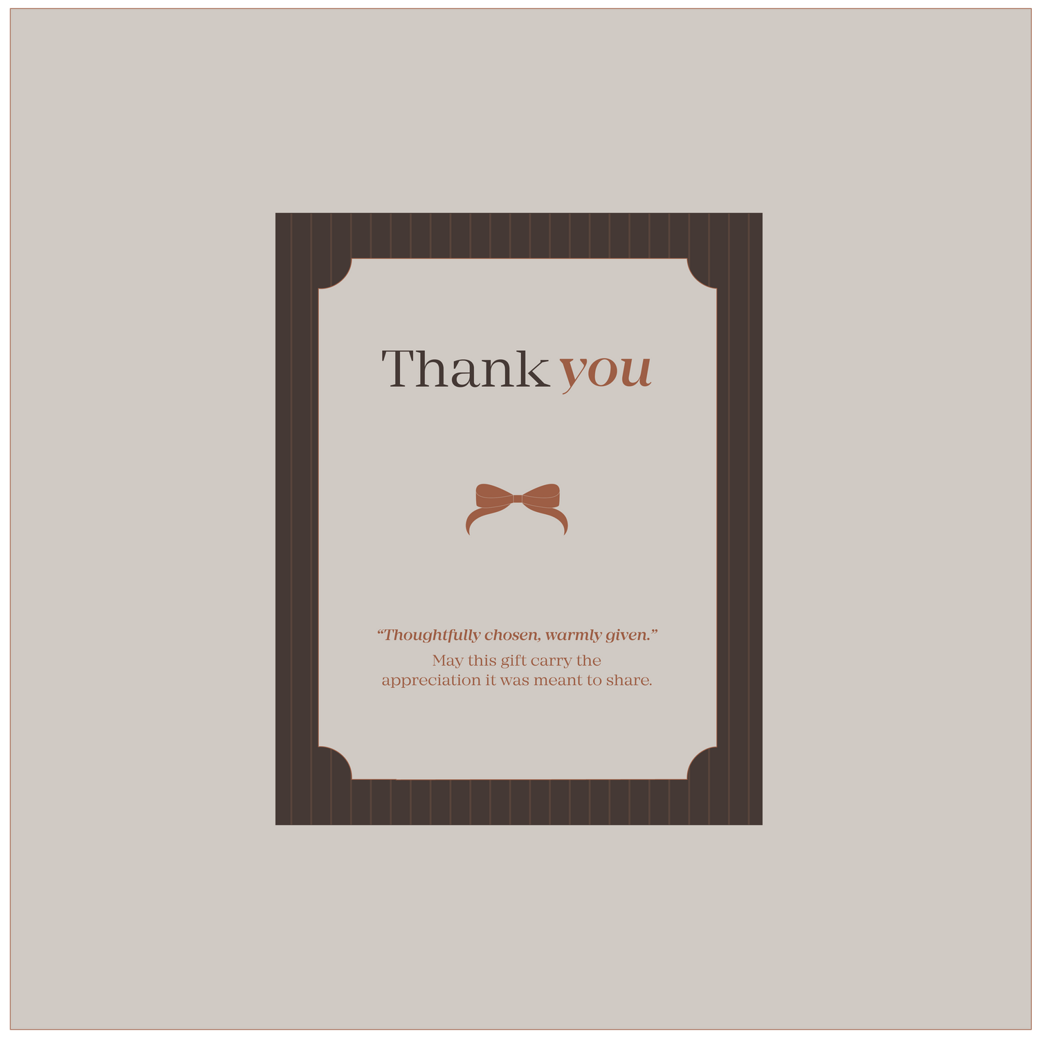 Brown Thank you card