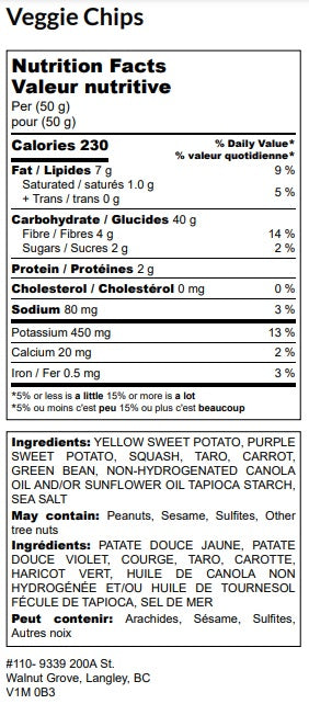 Veggie Chips - Purple Yam, Carrot, Beans, Squash, Sweet Potato, Taro